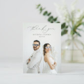 HARMONY Olijfgroen Script Trouwfoto Dank u Briefkaart (Staand voorkant)