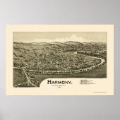 Harmony, PA Panorama Map - 1901 Poster (Voorkant)