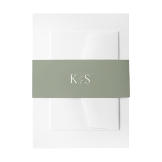 HARMONY Sage Green Monogram Minimalistisch Uitnodigingen Wikkel (Voorkant Voorbeeld)