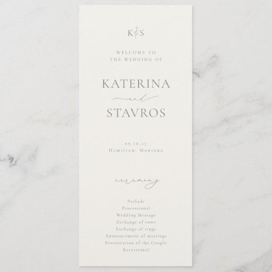 HARMONY Sage Green Wedding Programma (Voorkant)