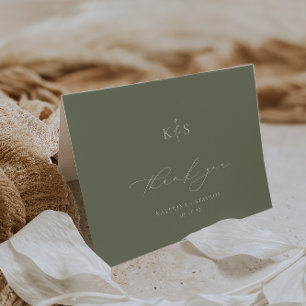 HARMONY Sage Groene Trouwfoto Bedankkaart