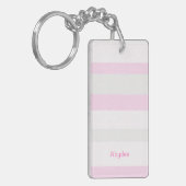Harmony Stripes Horizontal Lines Grey Pink White Sleutelhanger (Voorkant Links)