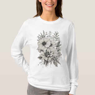 Harmony van de natuur: Vet Lijn Bloem T-shirt