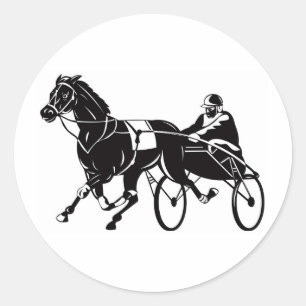 Harnas Kar Paardenrennen Sulkies Ronde Sticker
