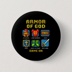 Harnas Van God Pixel Faith Christelijke Videogame  Ronde Button 5,7 Cm