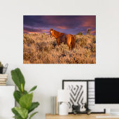 Harney County Wilde paard staat alert Poster (Thuiskantoor)