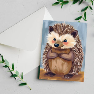 Harold le Hérisson   Carte aquarelle d'animal mign