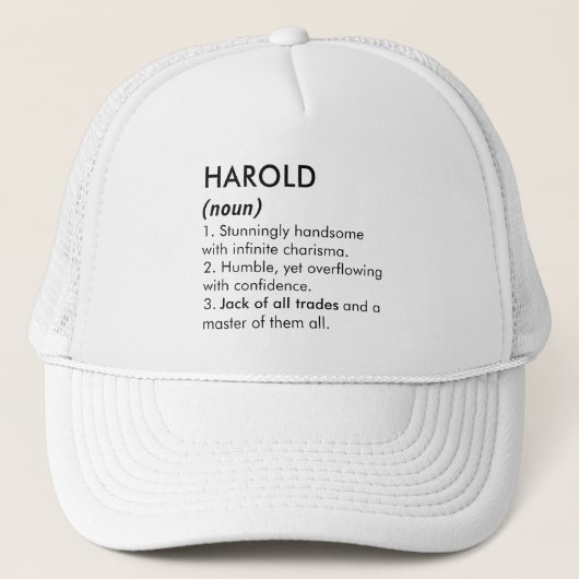 Harold name, Editable name, Custom name Trucker Pet (Voorkant)