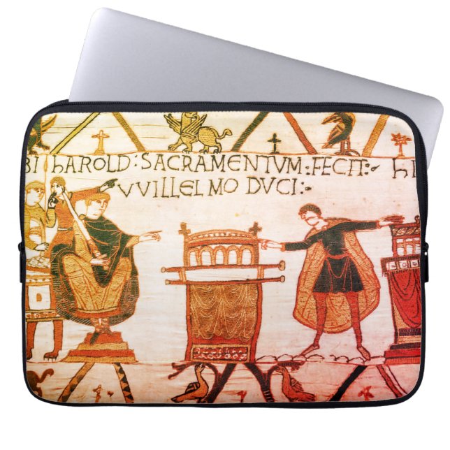 Harold swearing oath on holy relics laptop sleeve (Voorkant)