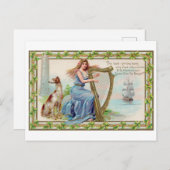 Harp and Dog, Shamrock, St. Patrick's Day,  Briefkaart (Voorkant / Achterkant)
