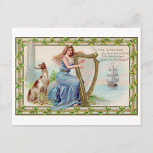 Harp and Dog, Shamrock, St. Patrick's Day, Briefkaart