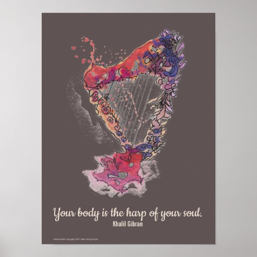 Harp Art Poster Khalil Gibran Quote (Voorkant)