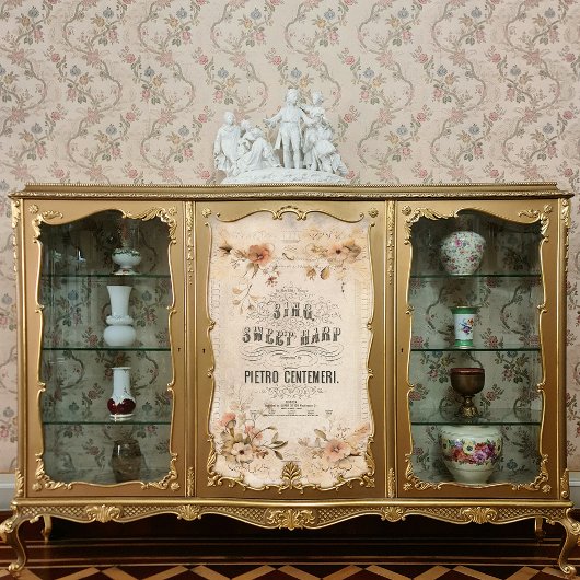  Harp Bladmuziek Floral Ephemera Decoupage Tissuepapier