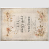  Harp Bladmuziek Floral Ephemera Decoupage Tissuepapier (Voorkant)