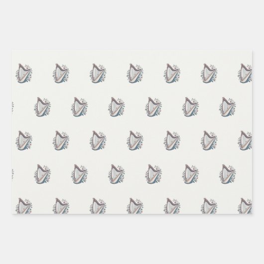 Harp Bloemen Wrapping Papier (Set van 3) Inpakpapier Vel (Voorkant 3)