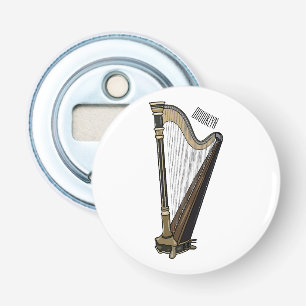 Harp cartoon illustratie button flesopener
