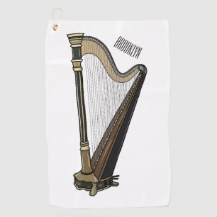 Harp cartoon illustratie golfhanddoek