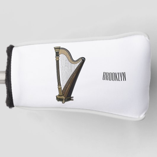 Harp cartoon illustratie golfheadcover (Voorkant)