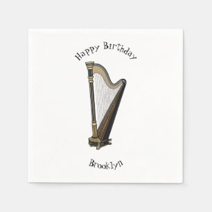 Harp cartoon illustratie servet