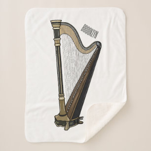 Harp cartoon illustratie sherpa deken