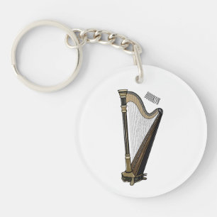Harp cartoon illustratie sleutelhanger