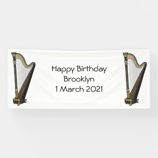 Harp cartoon illustratie spandoek (Horizontaal)