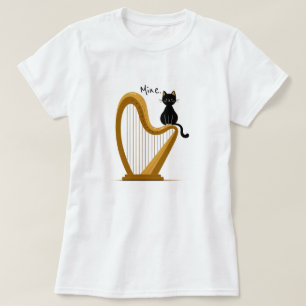 Harp en Kat Ontwerp Lang T-Shirt