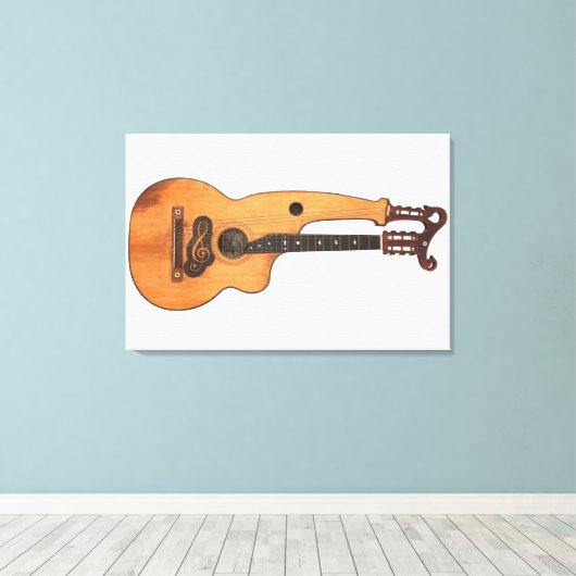 HARP GITAAR 24x36 Canvas Afdruk (Insitu (Houten vloer))