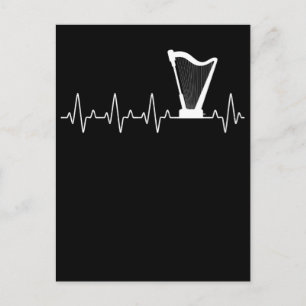 Harp Heartbeat Musician Harp Player Briefkaart