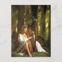 Harp Lady-Briefkaart | Betoverende vrouw met harp