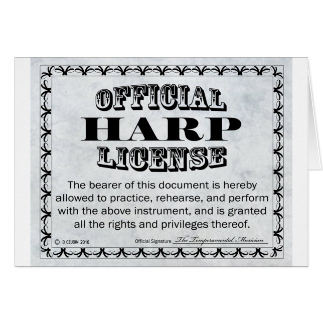 Harp-licentie (Voorkant Horizontaal)