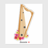 Harp met bloemen,  harpist sticker (Vel)