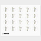 Harp met Rozen Ronde Sticker (Vel)