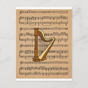 Harp met vel Music Background Briefkaart