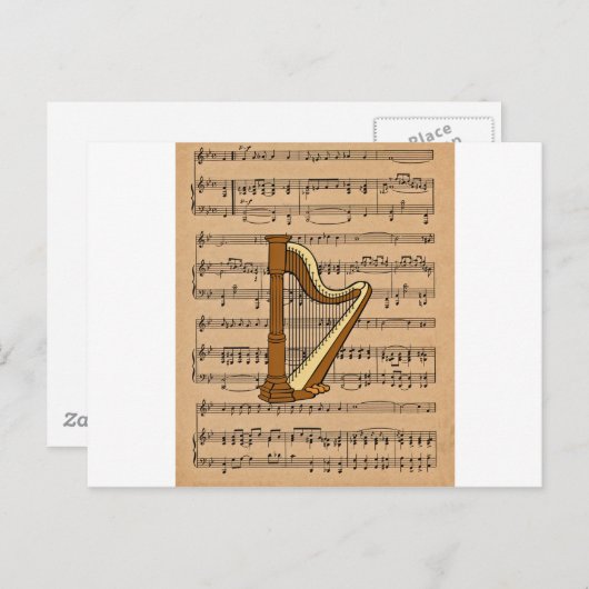 Harp met vel Music Background Briefkaart (Voorkant / Achterkant)