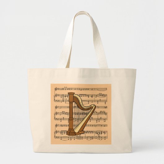 Harp met vel Music Background Grote Tote Bag (Voorkant)