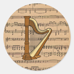 Harp met vel Music Background Ronde Sticker