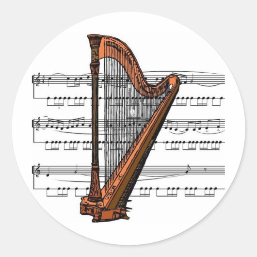 Harp musical 02 B Ronde Sticker (Voorkant)