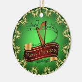 Harp ~ Musical Scroll ~ Merry Kerst~ * ~ Keramisch Ornament (Links)