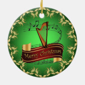 Harp ~ Musical Scroll ~ Merry Kerst~ * ~ Keramisch Ornament (Achterkant)