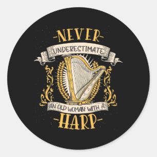 Harp Muzikant Muziekinstrument Harp Ronde Sticker