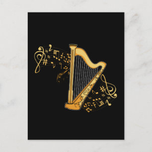 Harp Player Gift Girls Harpist Women Music Harp Briefkaart
