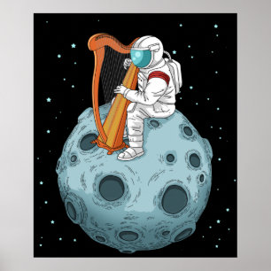 Harp Player Gifts Girls Harpist Gift Women Harp Poster