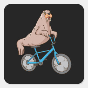 Harp Seal Lover Ocean Bicycle Riding Zee Lion Seal Vierkante Sticker