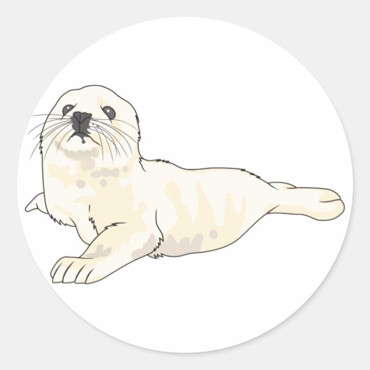 Harp Seal Pup Ronde Sticker (Voorkant)