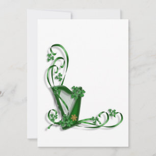 Harp shamrocks and ribbon kaart