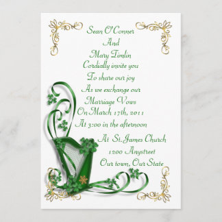 Harp shamrocks and ribbon kaart