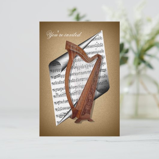 Harp-uitnodigingen Kaart (Staand voorkant)
