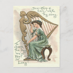 Harp van Erin Victoriaans Meisje Briefkaart