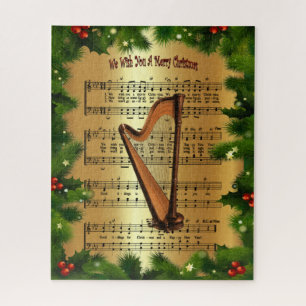 Harp ~ "Wij wensen u een prettige kerstdag" ~ Legpuzzel